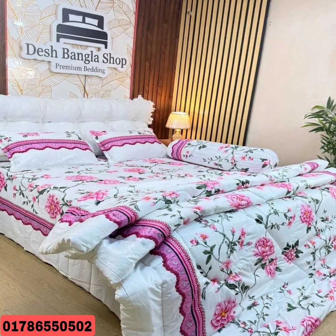 টুইল কটন কমফোর্টার, ৫ পিস কমফোর্টার, শীতের বেডিং সেট, আরামদায়ক কম্বল, প্রিমিয়াম ফেব্রিক, cotton bedding